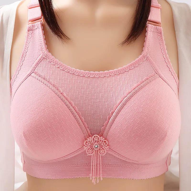 Ladies Gathering Anti-Sagging Bra No Steel Ring Tube Top Anti-Smearing Large Size Adjustable Thin Bra Cotton Glossy Simple Thin Mould Cup Bra