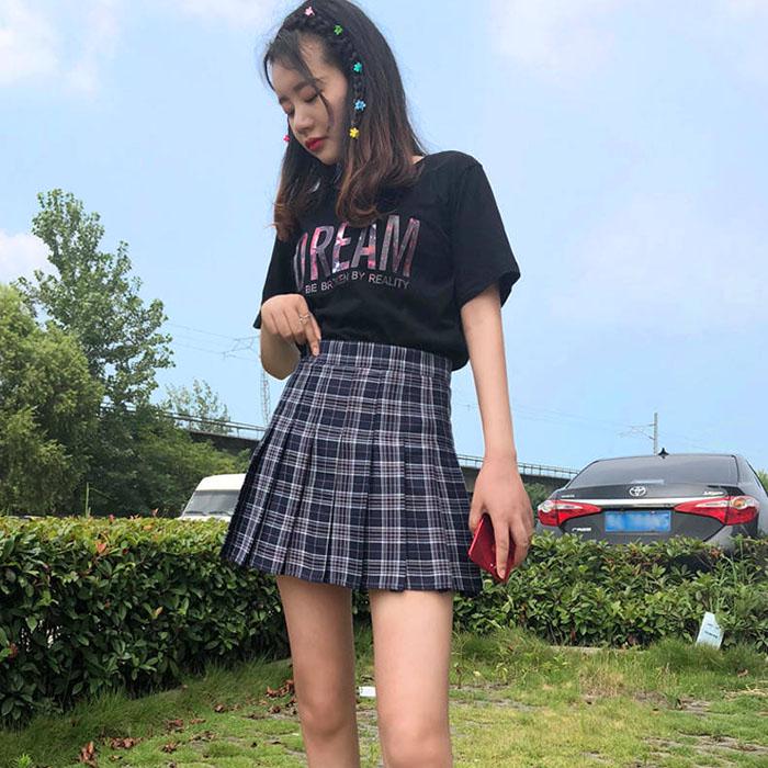 Plaid Skirt Women Thin Sexy Anti-light-out Pleated Skirt Students High Waist Cute A-line Skirt