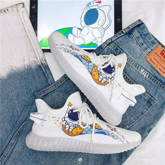 Sports Canvas Coconut Shoes Couple Korean Trend Breathable Net Shoes Summer Fly Woven Breathable Casual Sneakers