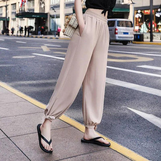 Bloomers Girls Spring and Summer Large Size Loose Nine-point Wide-leg Pants High-waisted Thin Wild Harlan Casual Pants