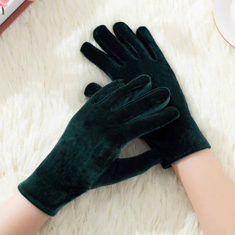 Two Pairs Pack Gold Velvet Warm Gloves Cold Protection Outdoor Riding Gloves Dance Ladies Gloves