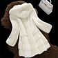 Winter Women Faux Fur Coat Female Long Coat Blends Woolen Elegant Autumn Jacket for Ladies