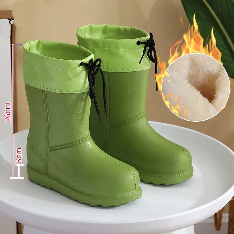 Winter Warm Outdoor Waterproof Snow Boots Women's Boots Non-slip Flat-bottomed Tube Thickened Plus Velvet Cotton Shoes Cotton Boots