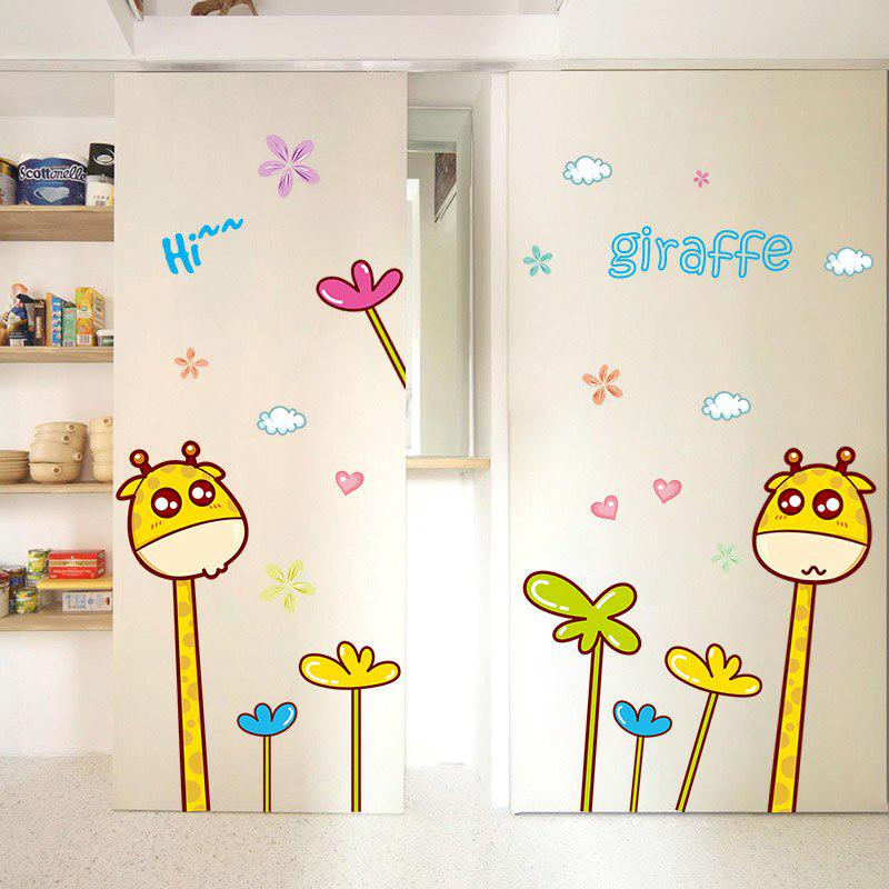 [Wall sticker ]Two Giraffe With Flower Wall Stickers For Kids Rooms Bedroom Kitchen Children Room Ho