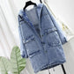 Loose Hooded Casual Embroidered Trench Coat Denim Jacket Korean Version Plus Size Women's Spring and Autumn Tops