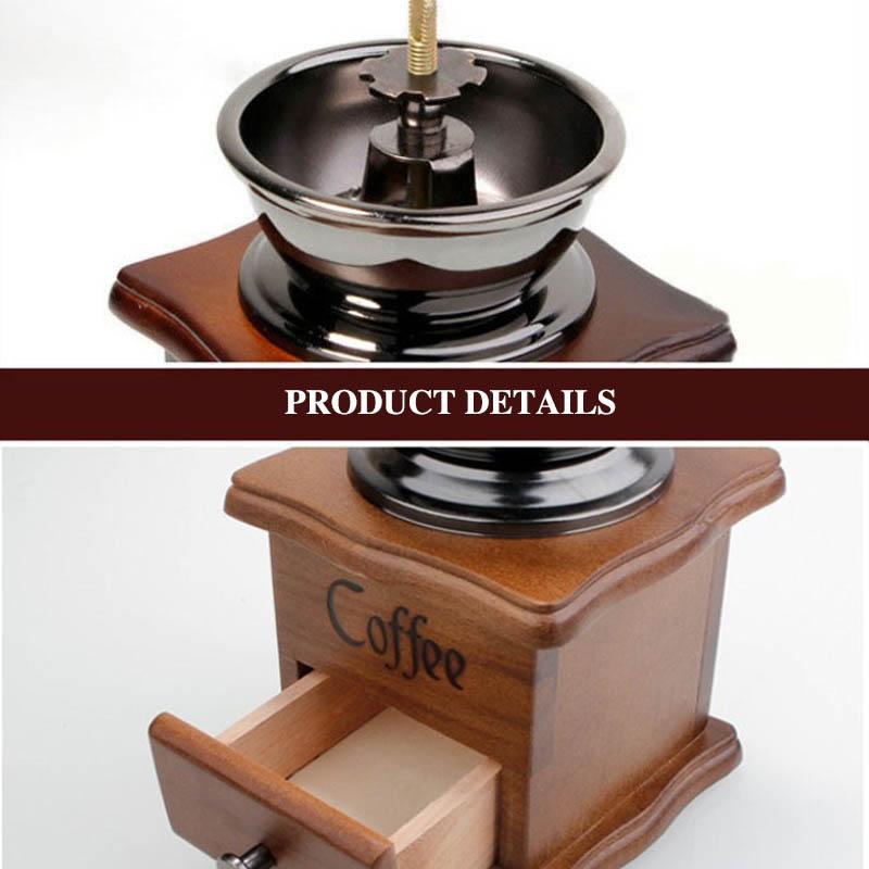 Retro Classic Hand Rocking Wood Sharpened Machine Ceramic Core Coffee Bean Grinder Mill Coffee Machine Mini