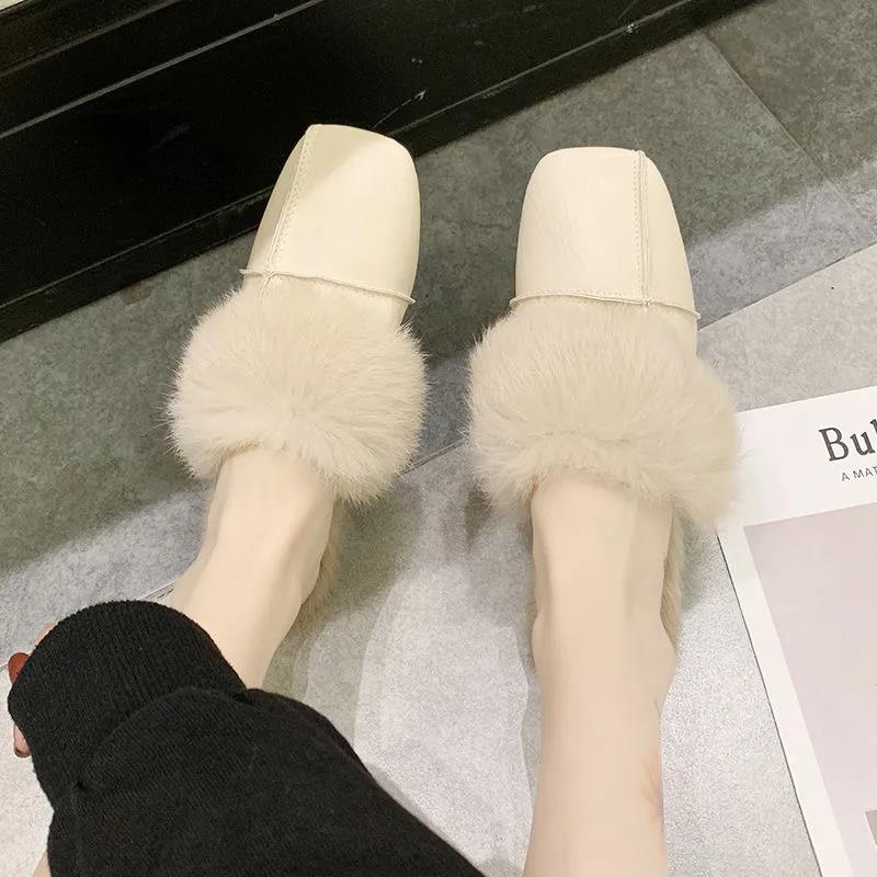 Artificial Plush Cotton Slippers Full Design Flat Shoes Warm Autumn and Winter Casual Shoes