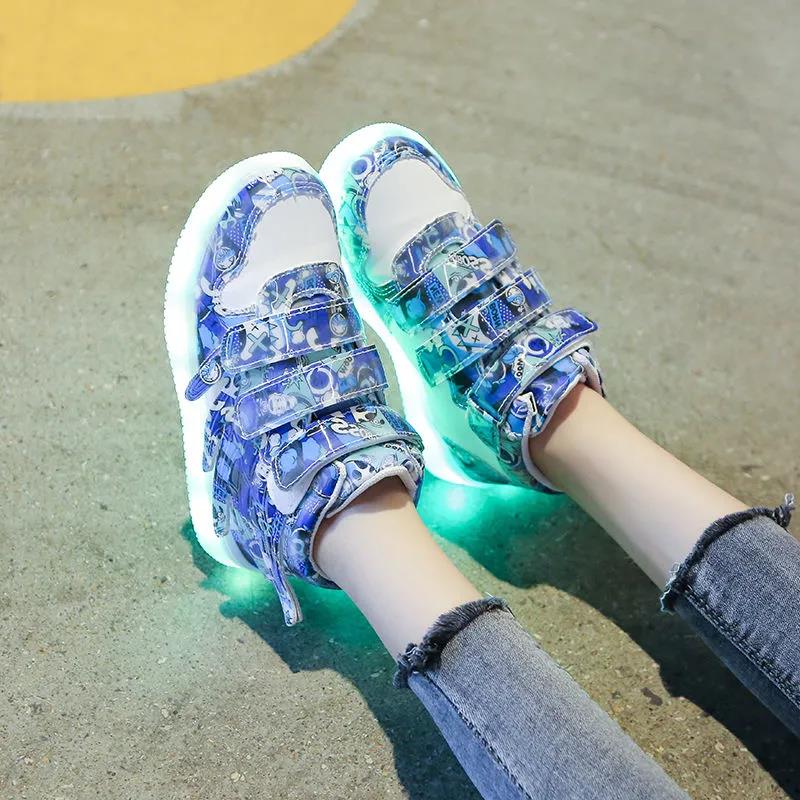 Children's Flash Shoes USB Charging and Cotton Luminous Children's Shoes Men's and Women's Luminous Fluorescent Shoes Baby Colorful Light Shoes