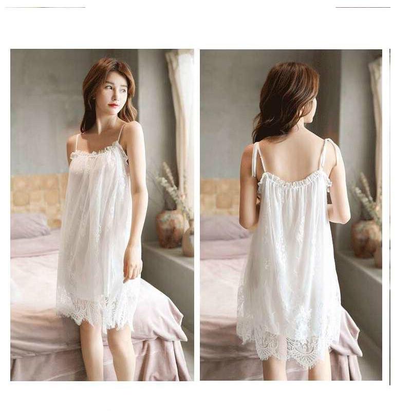 Women's Sexy Lace Pajama Summer Ladies Mesh Lace Sexy Nightdress Plus Size Nightdress