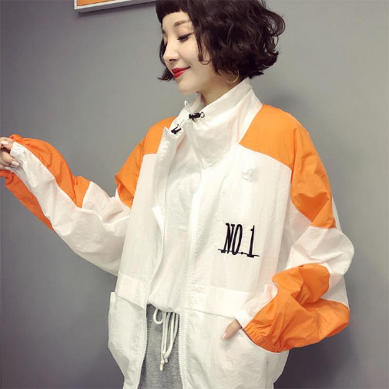 Loose All-match Sunscreen Sports Jacket Baseball Jacket Short Color-blocking Ultra-thin Breathable Jacket Women