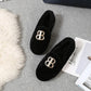 Hairy Shoes Women's Autumn All-match Round-toe Flat-bottomed Comfortable Lazy Casual Pedal Peas Shoes Moccasin Shoes