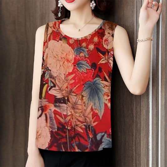 Summer Thin Vest Women's Age-reducing Mother Wear Suspenders Cool Fashion All-match Top Shirt