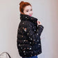 Women's Winter Short Padded Coat Autumn and Winter Thickening All-match Printed Padded Coat Warm Parka Jacket