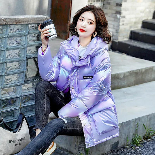 Women's Cotton-padded Clothes Colorful Bright-faced Loose Down Cotton-padded Jacket Fashion Padded Jacket