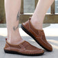 Cowhide Sandals Men's Hollow Mesh One Pedal Peas Shoes Men's Shoes Breathable Casual Lazy Shoes