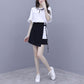 Fashion Women Skirt Set  Summer Bow V-neck Blouse Irregular Skirt Two-piece Set Female Thin Skirt Set