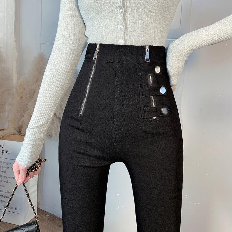 WTEMPO Women's Super High Waist Leggings Can Be Worn Outside Cotton Black Pants Look Thin Tight Stretch Trousers