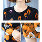 Mid-length Autumn and Winter Women's Printed Sweater Round Neck Casual Sweater Fashion Casual Long Sweater