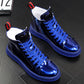 Men's Four Seasons Trendy Shoes Patent Leather Bright Leather Sneakers Boys High-top Casual Shoes