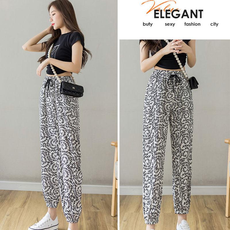 Ice Silk Sports Pants Women's Summer Thin Section Loose and Thin Plus Size Casual Nine-point Pants