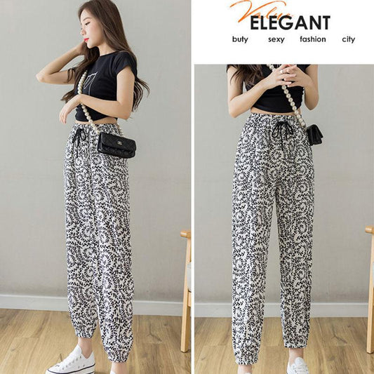 Ice Silk Sports Pants Women's Summer Thin Section Loose and Thin Plus Size Casual Nine-point Pants