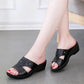 Spring and Summer Mother Slippers Non-slip Soft Bottom Thick Bottom Flat Bottom Middle-aged Wedge Heel Women's Sandals and Slippers Women