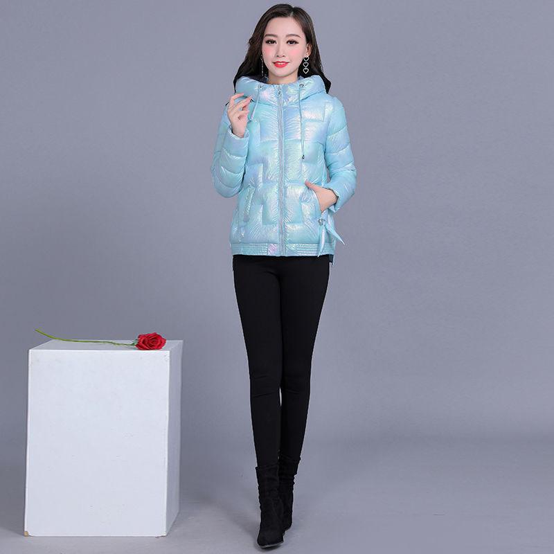 Winter Women Short Glossy Parkas Casual Female Thicken Warm Hooded  Coat Windproof and Rainproof Shiny Light weight Jackets