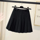 Pleated Skirt Women's Spring and Summer High Waist Anti-glare Black A-line Short Skirt
