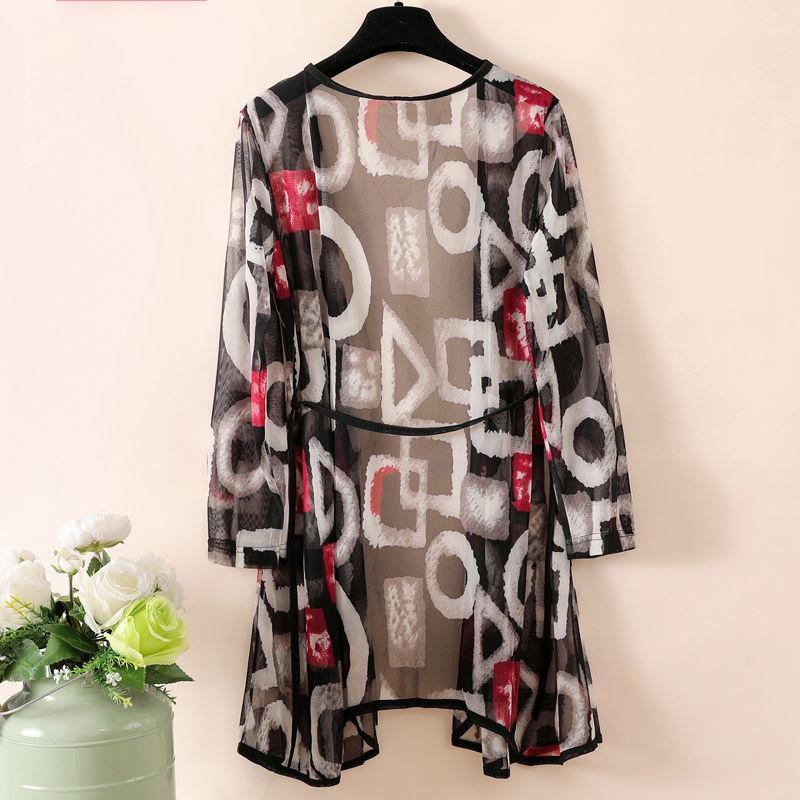 Women's 1pcs Chiffon Cardigan Sun Protection Clothing Mid-length Plus Size Loose Outer Thin Coat Beach Air-conditioned Rooms