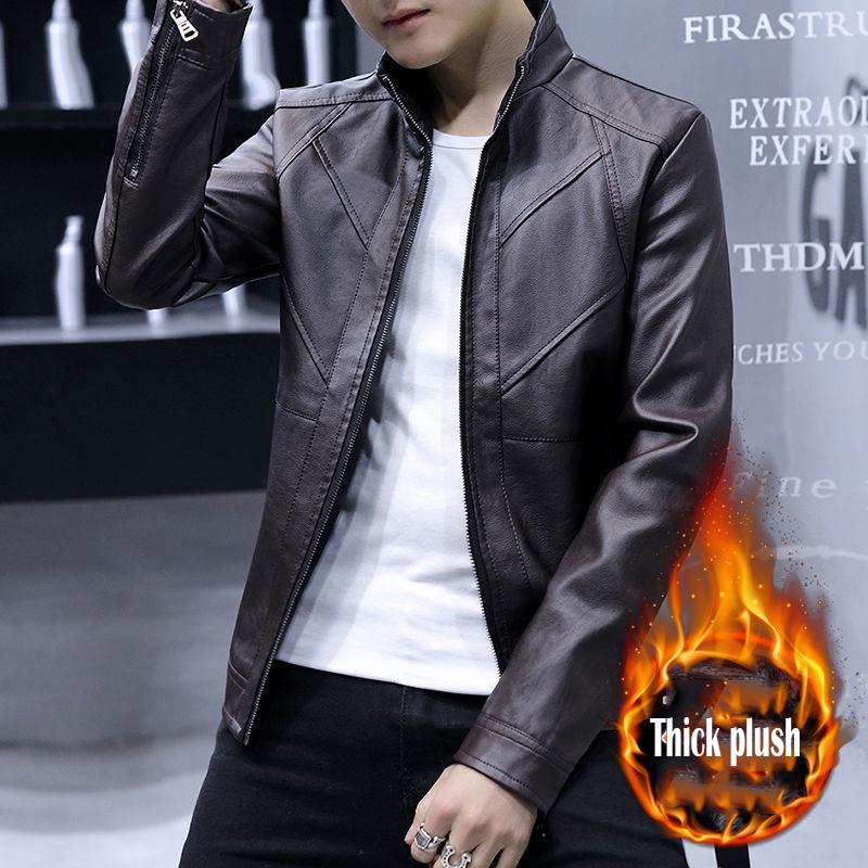 Men's Leather Jacket Men Motorcycle Jacket Plush Thicken Winter Coat Men Warm Leather Jackets