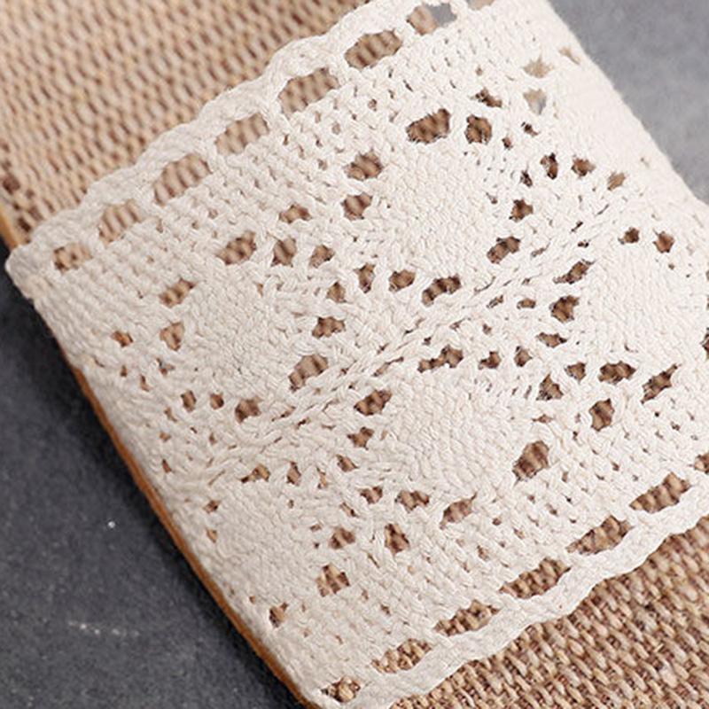 Lace Home Linen Slippers Four Seasons Summer Women's Indoor Non-slip Household Wooden Floor Mute Small Fragrance Sandals and Slippers