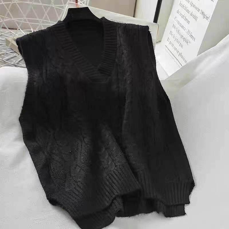 Sweater Vest Women Knit Pullover Spring and Autumn Loose Korean Version of The New Wild Lazy Style Sleeveless Student Outer Wear Vest