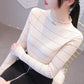 Women's Half Turtleneck Mesh Fungus Edge Bottoming Shirt Slim Fit Long Sleeve Knit Stretch Plus Size Sweater