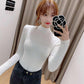Autumn Winter Knitted High Neck Sweater Women's Solid Color Stretch Slim Bottoming Shirt All-mach Wrinkle Pullover Jumper Top