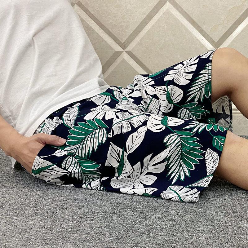 Thin Men's Pajama Pants Five-point Pants Beach Pants Loose Plus Size Shorts Straight Pants Cotton Silk Rayon Pants