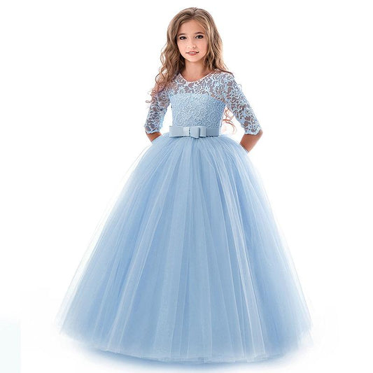 Princess Dress Western Style Flower Girl Puffy Yarn Children's Piano Costume Host, Girl Evening Dress Wedding Dress Little Girl
