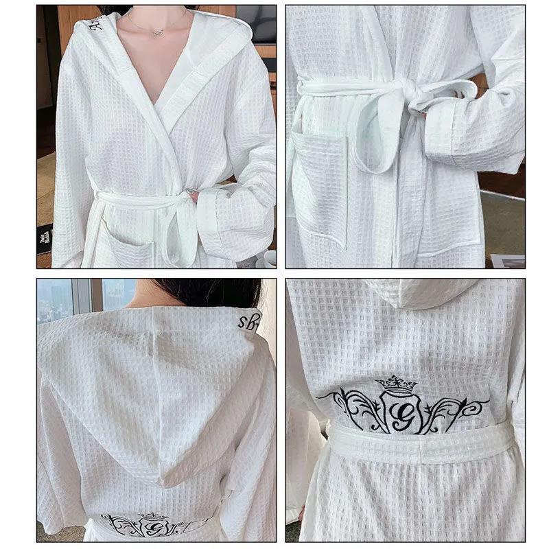 Pajama Party Bathrobe Female Long-sleeved Nightgown Female Spring and Autumn Pure Cotton Ladies Hotel Pajamas Bathrobe Robe Home Service