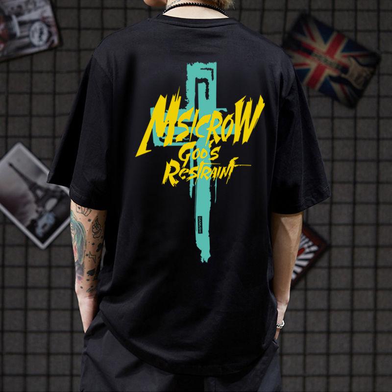 Short-sleeved T-shirt male half-sleeved T-shirt street personality clothing cotton plus size men