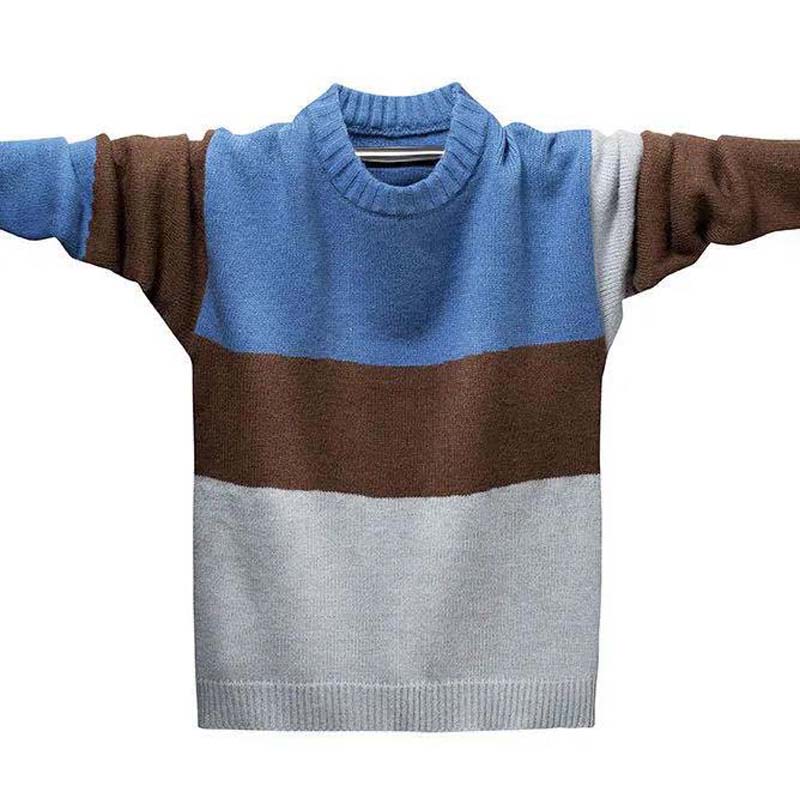 Men's Autumn and Winter Sweater Pattern Stitching Loose, Casual Men's Round Neck Pullover Type