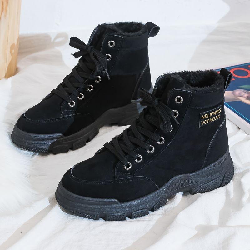 Martin Boots Women Plus Velvet Autumn and Winter High-top Shoes Ankle Boots Warm Thick Cotton Shoes