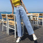 WTEMPO Women's High-waisted Jeans Loose Loose Thin Trousers Wild Straight Wide Leg Fresh Wind Pants Women