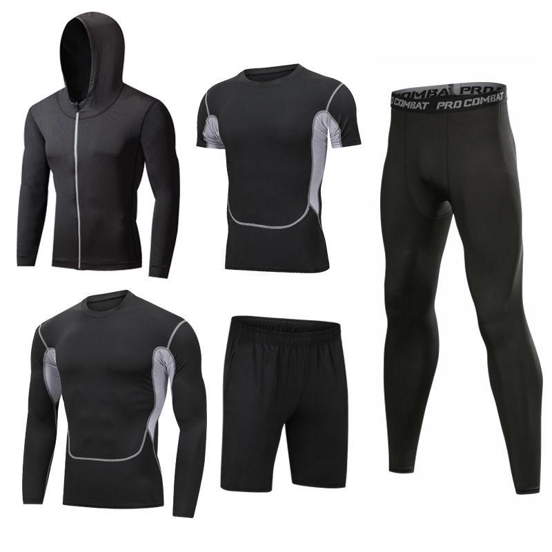 5pcs Men's Gym Workout Sports Suit Fitness Compression Clothes Running Jogging Sport Wear Workout