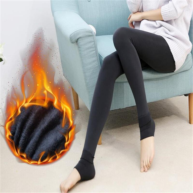 Auroth Winter Women's Leggings Elastic High Waist Plus Velvet Thicken Leggings Warm Pants Plus Size Trousers