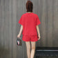 Pure Cotton Casual Sportswear Suit Women's Summer Printing Loose Short-sleeved Shorts Running Two-piece Home Comfort Suit