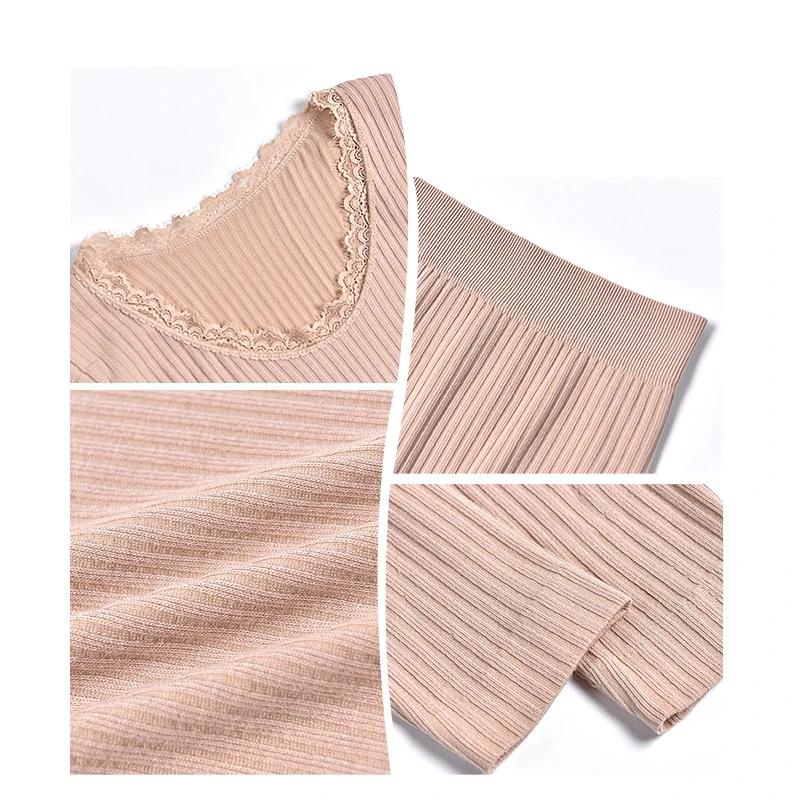 Women's Autumn and Winter Thermal Underwear Long Sleeves Suit Set Cotton Temperature Clothes Set Trousers Bottoming Shirt Underwear Warm Suit Thin
