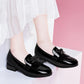 Flat Single Shoes Women Patent Leather Thick Heel Small Leather Shoes British Style Social Work Shoes Women Shiny Small Leather Shoes