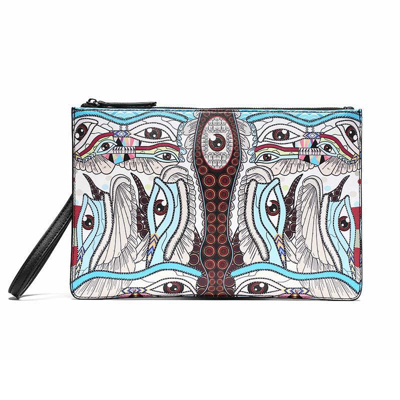 Business Briefcase Men Personality PU Leather Zipper Waterproof Handbag Ipad Bags Clutch Bag
