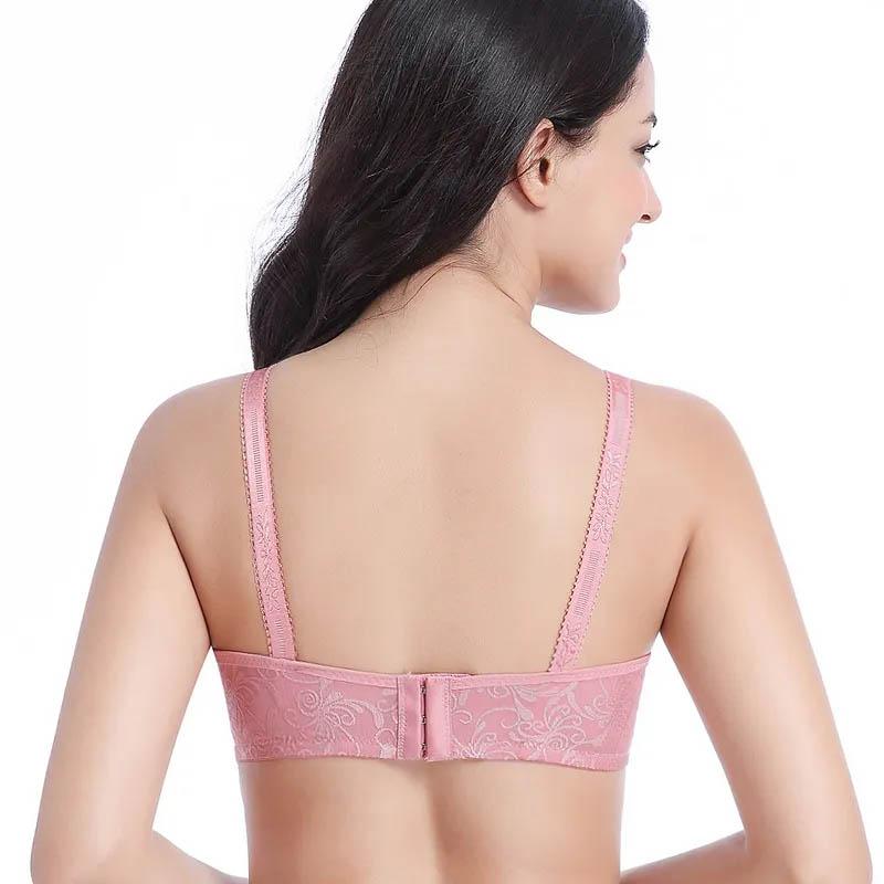 Ladies No Steel Ring Thin Push Up Bra Sexy Lace Print Comfortable Breathable Skin-Friendly Soft Bra
