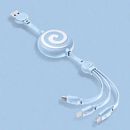 1m Long Three-in-one Data Cable USB Car Data Cable Android Apple Type-C Connector Electronic Device Charging Cable