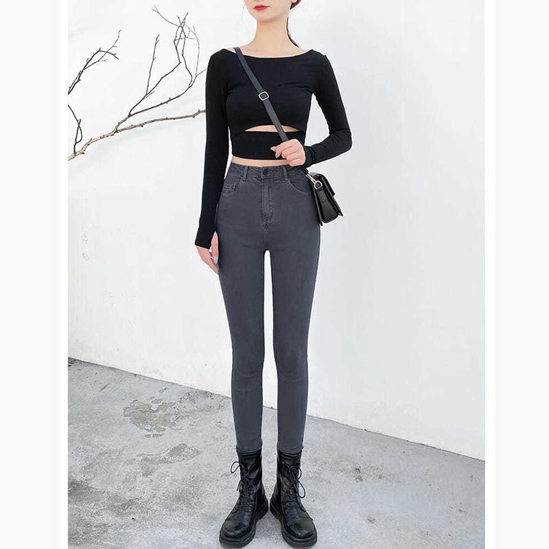 Plus Size Elastic Jeans Women's Skinny High Waist Slim Denim Trousers Spring and Summer Hip Lift Pencil Denim Pants